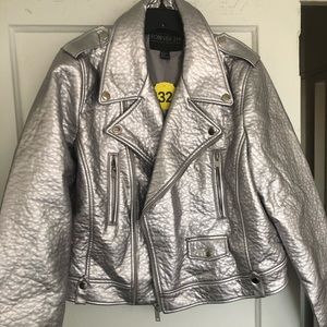 Plus size silver Moto jacket